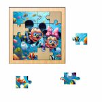 Puzzle din lemn, Minnie Mouse, Mickey Mouse, 16 piese, Multicolor, 17x17 cm, PDUV026 - imagine 2