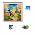 Puzzle din lemn, Mickey Mouse, 16 piese, Multicolor, 17x17 cm, PDUV028 - imagine 2