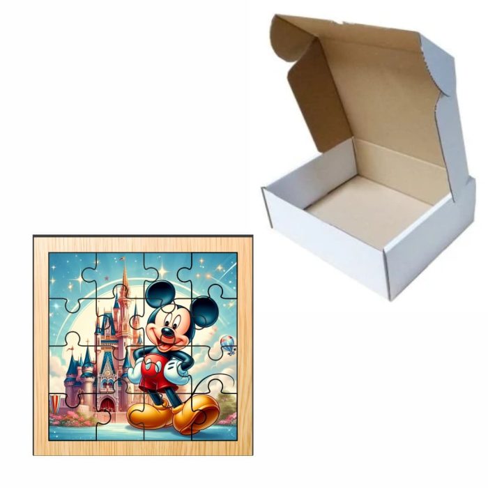 Puzzle din lemn, Mickey Mouse, 16 piese, Multicolor, 17x17 cm, PDUV030 - imagine 3