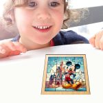 Puzzle din lemn, Mickey Mouse, 16 piese, Multicolor, 17x17 cm, PDUV030 - imagine 4