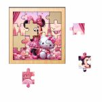 Puzzle din lemn, Minnie Mouse, Hello Kitty, 16 piese, Multicolor, 17x17 cm, PDUV032 - imagine 2