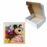 Puzzle din lemn, Masha si Ursul, 16 piese, Multicolor, 17x17 cm, PDUV033 - imagine 3