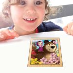 Puzzle din lemn, Masha si Ursul, 16 piese, Multicolor, 17x17 cm, PDUV033 - imagine 4