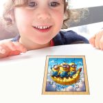 Puzzle din lemn, Minioni, 16 piese, Multicolor, 17x17 cm, PDUV035 - imagine 4
