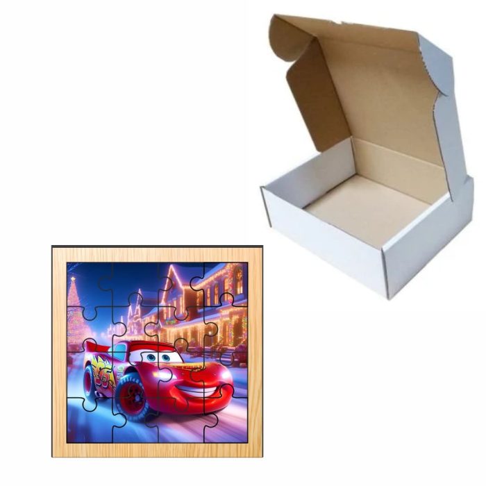Puzzle din lemn, Cars, 16 piese, Multicolor, 17x17 cm, PDUV038 - imagine 3