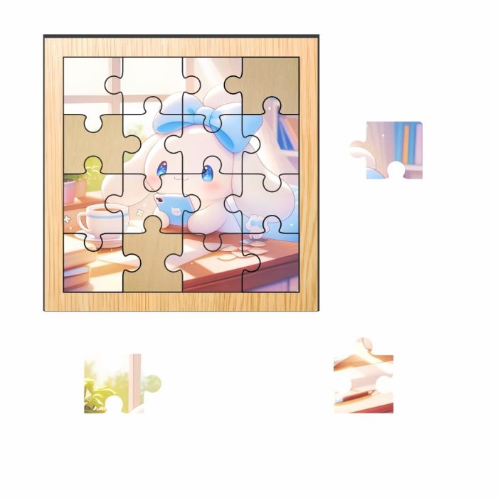 Puzzle din lemn, Cinnamoroll, 16 piese, Multicolor, 17x17 cm, PDUV040 - imagine 2