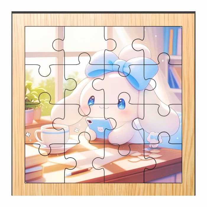 Puzzle din lemn, Cinnamoroll, 16 piese, Multicolor, 17x17 cm, PDUV040 - imagine 1