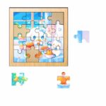 Puzzle din lemn, Cinnamoroll, 16 piese, Multicolor, 17x17 cm, PDUV041 - imagine 2