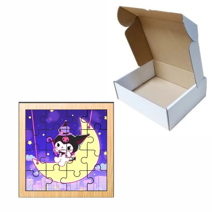 Puzzle din lemn, Kuromi, 16 piese, Multicolor, 17x17 cm, PDUV043 - imagine 3