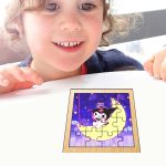Puzzle din lemn, Kuromi, 16 piese, Multicolor, 17x17 cm, PDUV043 - imagine 4