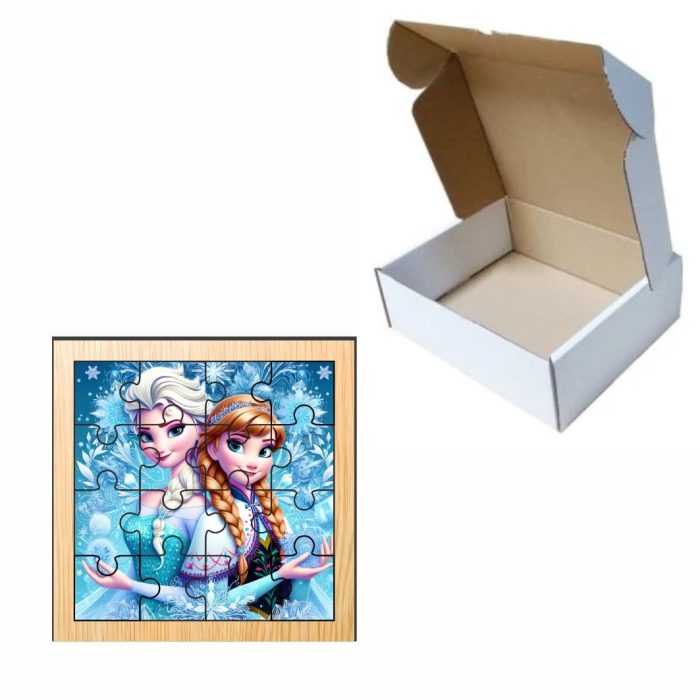 Puzzle din lemn, Frozen, 16 piese, Multicolor, 17x17 cm, PDUV046 - imagine 3