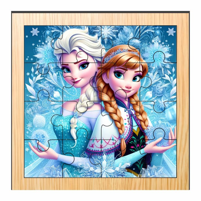 Puzzle din lemn, Frozen, 16 piese, Multicolor, 17x17 cm, PDUV046 - imagine 1