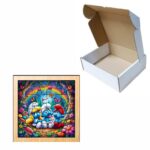 Puzzle din lemn, Strumfi, 16 piese, Multicolor, 17x17 cm, PDUV048 - imagine 3