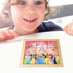 Puzzle din lemn, Printese, 9 piese, Multicolor, 15x12 cm, PDUV051 - imagine 4