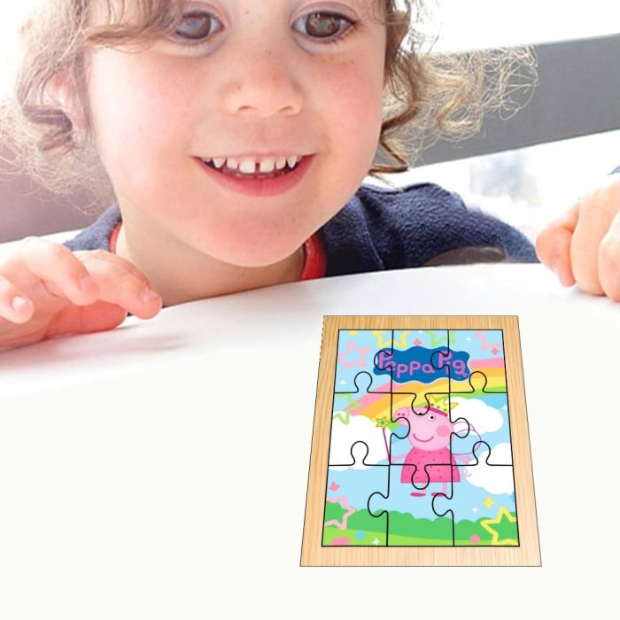 Puzzle din lemn, Peppa Pig, 9 piese, Multicolor, 15x12 cm, PDUV053 - imagine 4