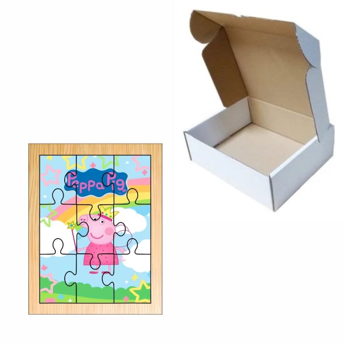 Puzzle din lemn, Peppa Pig, 9 piese, Multicolor, 15x12 cm, PDUV053 - imagine 3