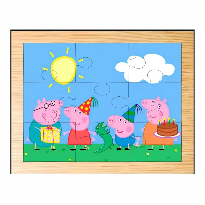 Puzzle din lemn, Peppa Pig, 9 piese, Multicolor, 15x12 cm, PDUV054 - imagine 1