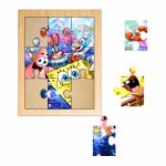 Puzzle din lemn, SpongeBob, 9 piese, Multicolor, 15x12 cm, PDUV057 - imagine 2