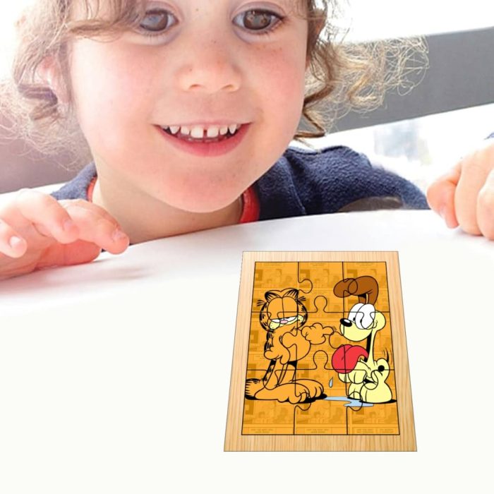 Puzzle din lemn, Garfield, 9 piese, Multicolor, 15x12 cm, PDUV061 - imagine 4