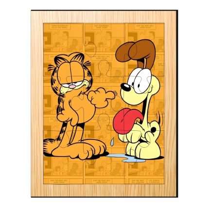 Puzzle din lemn, Garfield, 9 piese, Multicolor, 15x12 cm, PDUV061
