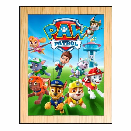 Puzzle din lemn, Patrula Catelusilor, 9 piese, Multicolor, 15x12 cm, PDUV066