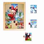 Puzzle din lemn, Minnie Mouse, 9 piese, Multicolor, 15x12 cm, PDUV068 - imagine 2