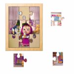 Puzzle din lemn, Masha si Ursul, 9 piese, Multicolor, 15x12 cm, PDUV072 - imagine 2