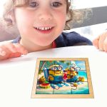 Puzzle din lemn, Minioni, 9 piese, Multicolor, 15x12 cm, PDUV076 - imagine 4