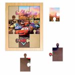 Puzzle din lemn, Cars, 9 piese, Multicolor, 15x12 cm, PDUV077 - imagine 2