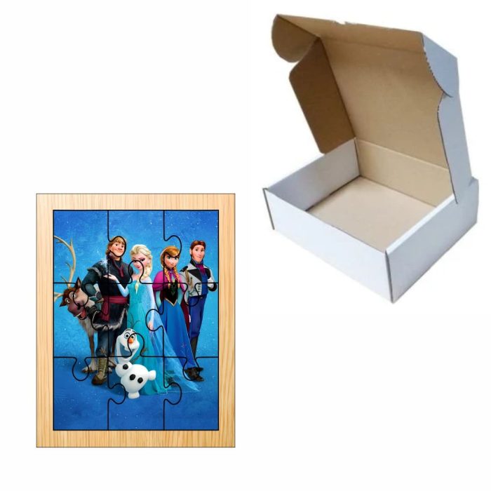 Puzzle din lemn, Elsa, 9 piese, Multicolor, 15x12 cm, PDUV081 - imagine 3