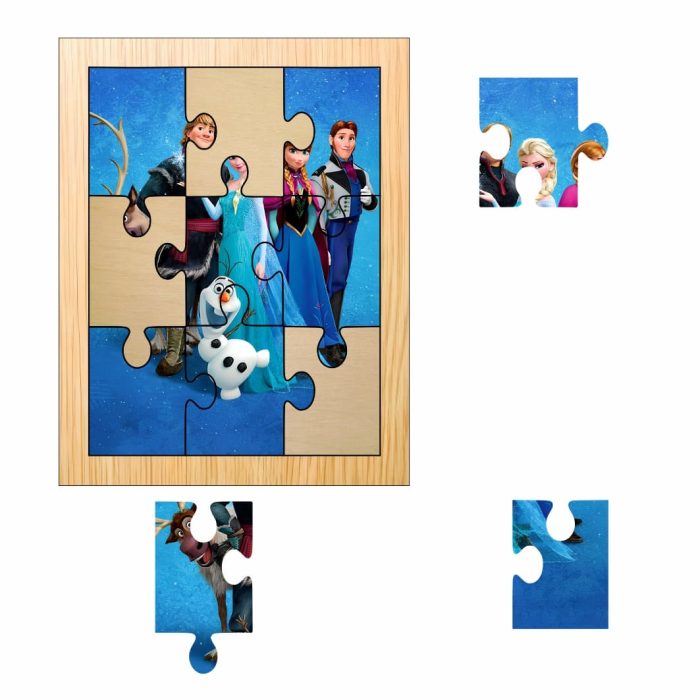 Puzzle din lemn, Elsa, 9 piese, Multicolor, 15x12 cm, PDUV081 - imagine 2