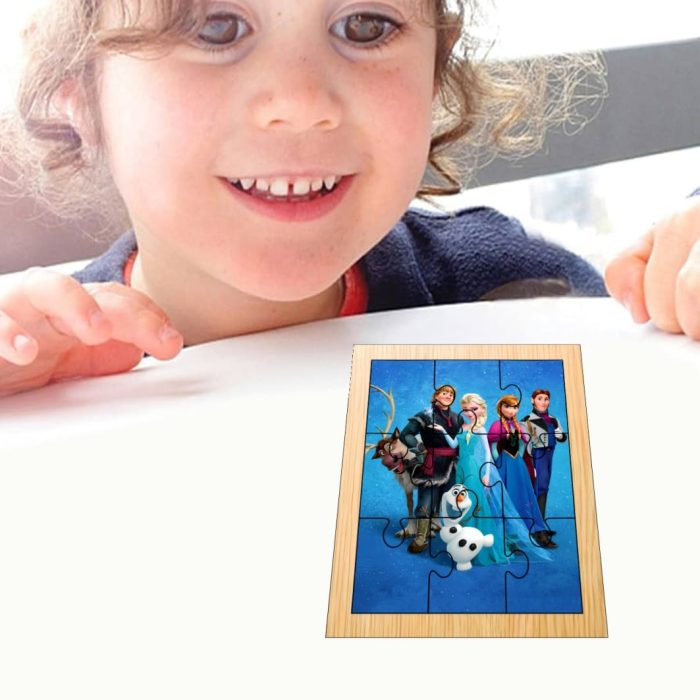 Puzzle din lemn, Elsa, 9 piese, Multicolor, 15x12 cm, PDUV081 - imagine 4