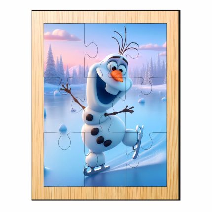 Puzzle din lemn, Olaf, 9 piese, Multicolor, 15x12 cm, PDUV082