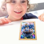 Puzzle din lemn, Strumfi, 9 piese, Multicolor, 15x12 cm, PDUV084 - imagine 4