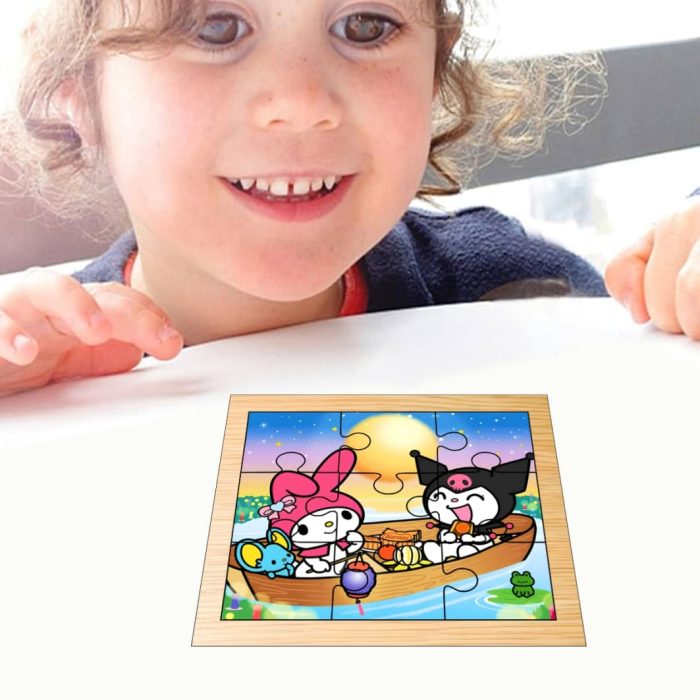 Puzzle din lemn, Kuromi, My Melody, 9 piese, Multicolor, 15x12 cm, PDUV087 - imagine 4