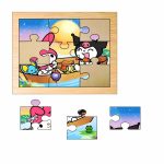 Puzzle din lemn, Kuromi, My Melody, 9 piese, Multicolor, 15x12 cm, PDUV087 - imagine 2