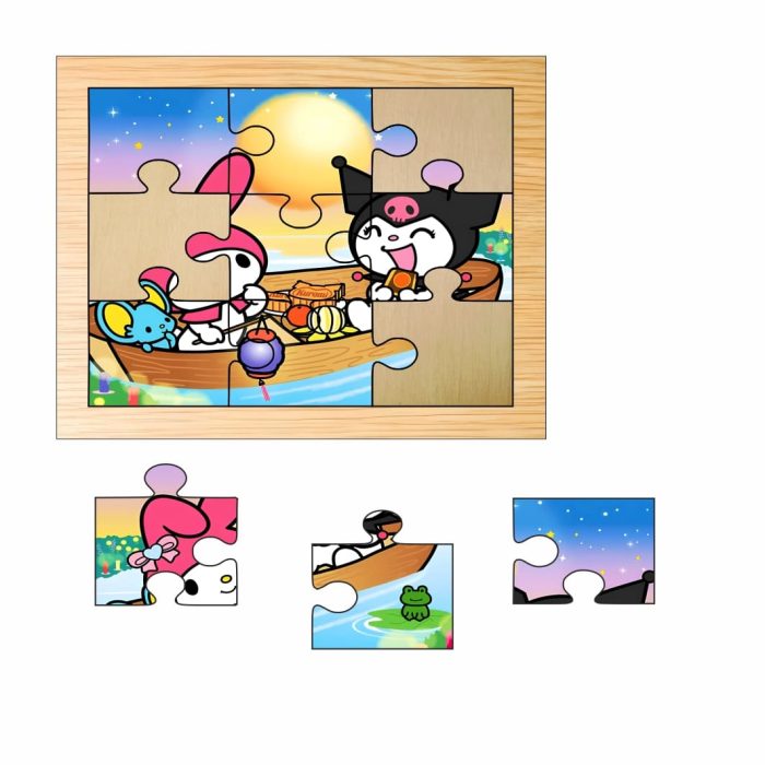 Puzzle din lemn, Kuromi, My Melody, 9 piese, Multicolor, 15x12 cm, PDUV087 - imagine 2