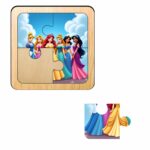 Puzzle din lemn, Printese, 4 piese, Multicolor, 10x10 cm, PDUV090 - imagine 2