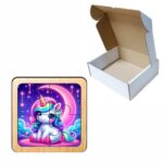 Puzzle din lemn, Unicorn, 4 piese, Multicolor, 10x10 cm, PDUV093 - imagine 3