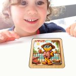 Puzzle din lemn, Garfield, 4 piese, Multicolor, 10x10 cm, PDUV096 - imagine 4
