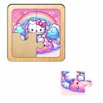 Puzzle din lemn, Hello Kitty, 4 piese, Multicolor, 10x10 cm, PDUV097 - imagine 2