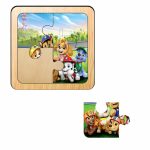 Puzzle din lemn, Patrula Catelusilor, 4 piese, Multicolor, 10x10 cm, PDUV099 - imagine 2