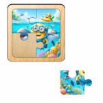 Puzzle din lemn, Minioni, 4 piese, Multicolor, 10x10 cm, PDUV105 - imagine 2