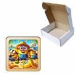 Puzzle din lemn, Minioni, 4 piese, Multicolor, 10x10 cm, PDUV106 - imagine 3