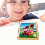 Puzzle din lemn, Cars, 4 piese, Multicolor, 10x10 cm, PDUV107 - imagine 4