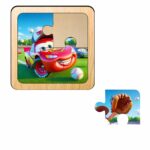 Puzzle din lemn, Cars, 4 piese, Multicolor, 10x10 cm, PDUV107 - imagine 2