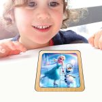 Puzzle din lemn, Elsa, Olaf, 4 piese, Multicolor, 10x10 cm, PDUV110 - imagine 4