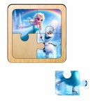 Puzzle din lemn, Elsa, Olaf, 4 piese, Multicolor, 10x10 cm, PDUV110 - imagine 2