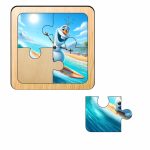 Puzzle din lemn, Olaf, 4 piese, Multicolor, 10x10 cm, PDUV112 - imagine 2