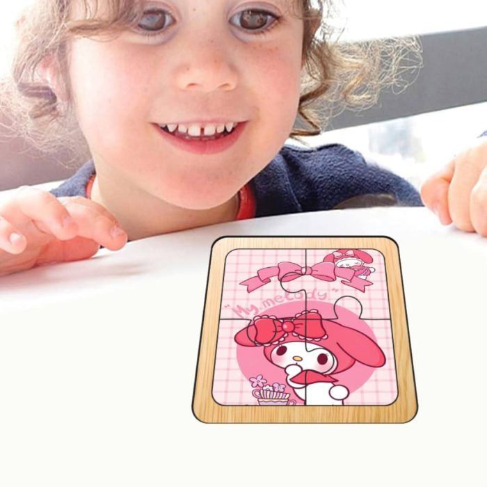 Puzzle din lemn, My Melody, 4 piese, Multicolor, 10x10 cm, PDUV114 - imagine 4